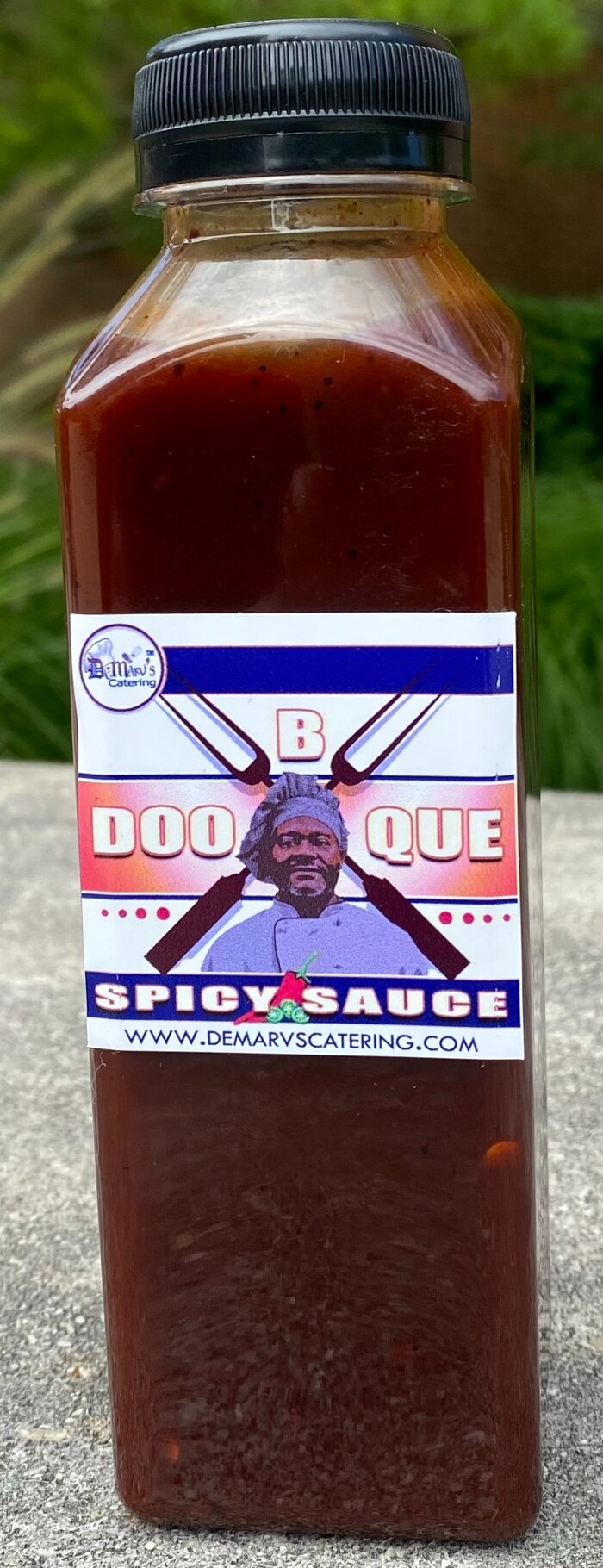DeMarv's Doo-B-Que Spicy Sauce bottle